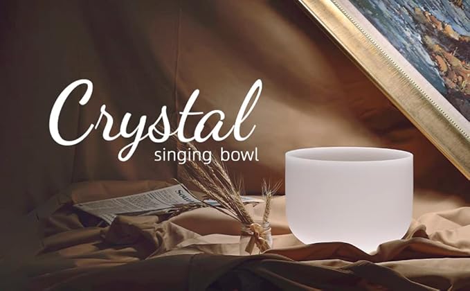 TOPFUND 432 Hz A Note Crystal Singing Bowl 10 inch Third Eye Chakra with Heavy Duty Carrying Case and Suede Mallet