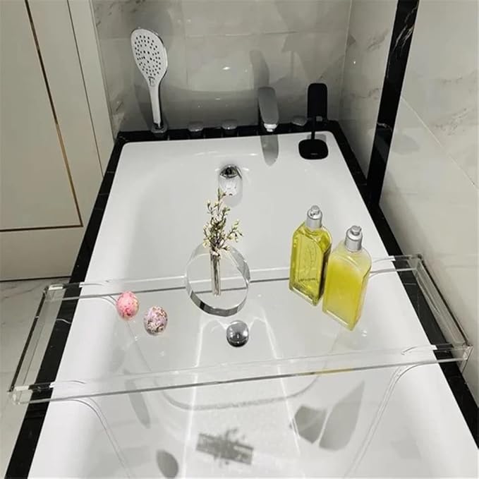 Wangunan 33 inch Luxury Bathtub Table - Shelf Organizer for Bathtub & Shower Storage (Clear) - Bloomnest