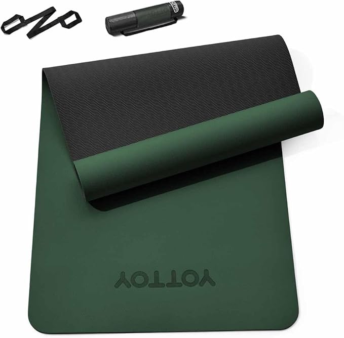 Yoga Mat,Non-Slip TPE Exercise Mat(1/4 Inch) for Pilates, Fitness & Barefoot Workouts, Home Gym Studio with Strap & Bag - Bloomnest