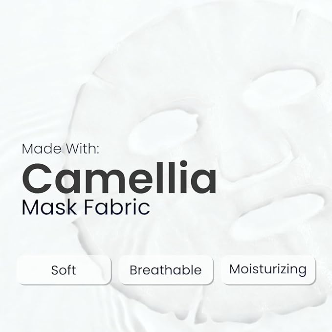 REAL DEEP HYALURONIC ACID GLOW MASK - Hydrating & Brightening Face Mask for Dry/Combination Dry Skin, Reduces Dullness & Fatigue, Camellia Fabric, 24H Moisturization - Bloomnest
