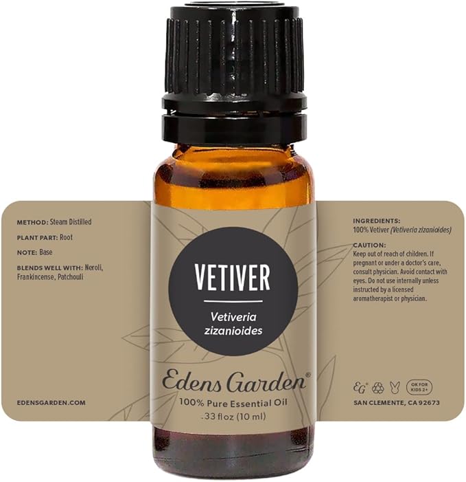 Edens Garden Vetiver Essential Oil- 100% Pure Premium Grade, Undiluted, Natural, Therapeutic, Aromatherapy, The Best for Diffuser, Skin, Humidifiers, Kid Safe 10 ml (.33 fl oz) - Bloomnest