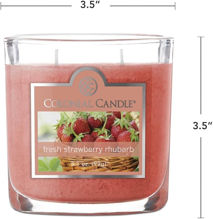 Colonial Candle Fresh Strawberry Rhubarb Scented Jar Candle, 2 Wick, 3.5 oz, Mottled Wax Candle - Bloomnest