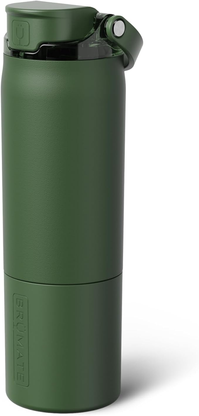 BrüMate Rise 25oz Water Bottle With 100% Leakproof Covered Silicone Straw | Insulated Stainless Steel Water Bottle | Cup-Holder Friendly | Fast Flow | Soft Sip Silicone Spout | BPA-Free (OD Green) Br%C3%BCMate