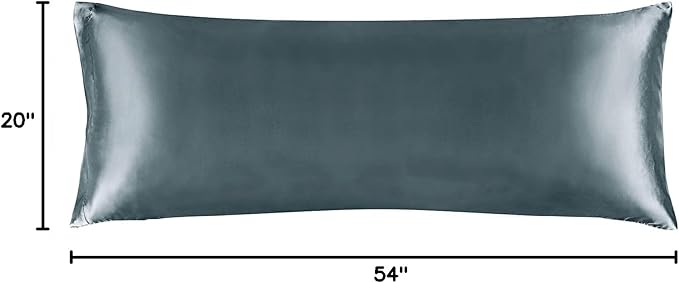 BEDELITE Satin Body Pillow Cover, Super Soft and Cooling Body Pillow Pillowcase for Hair and Skin, Breathable Silky Full Long Pillowcase Cover(20"x54", Space Grey) - Bloomnest