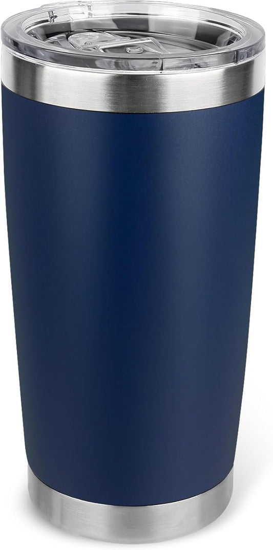 20oz Stainless Steel Tumbler with Lid, Travel Mug - Double Wall Vacuum Powder Coated Cup - Navy Blue, 1 Pack - Bloomnest