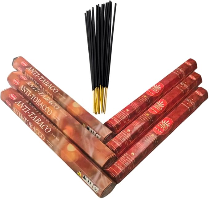 Sandalwood & Vanilla Incense from Hem Bundled with ANKCIENSE Incense Holder Bundle, Variety Pack of 120 Sticks (Frankincense & Anti Tobacco) ANKCIENSE