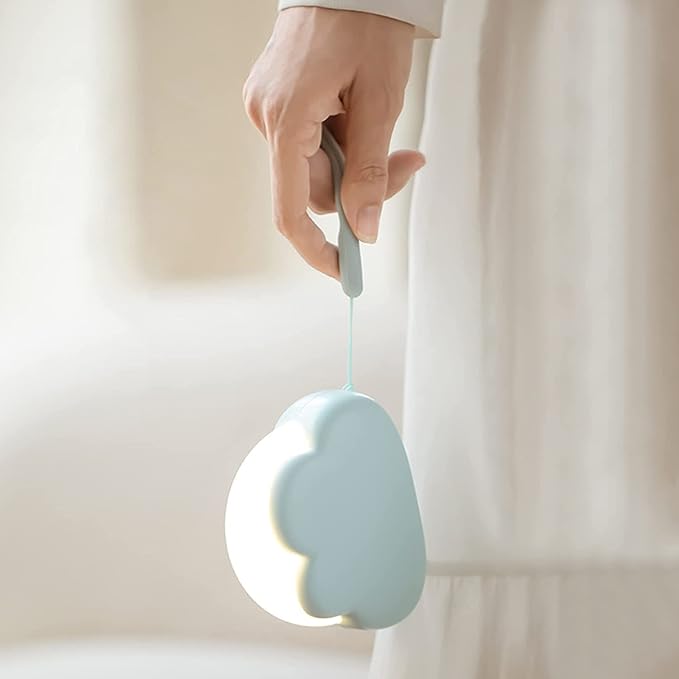 Portable LED Night Light, Cute Cloud Mini Desk Lamp with 4 Working Modes, Rechargeable Kids Night Light for Camping, Bedside Lamp for Bedroom Nightlights [with Wrist Strap] [with USB Cable] - Bloomnest