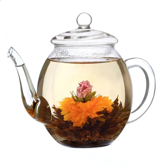 Creano Flowering Tea – Flower Tea Ball Gift set with 17oz Glass Teapot - Black tea - Bloomnest