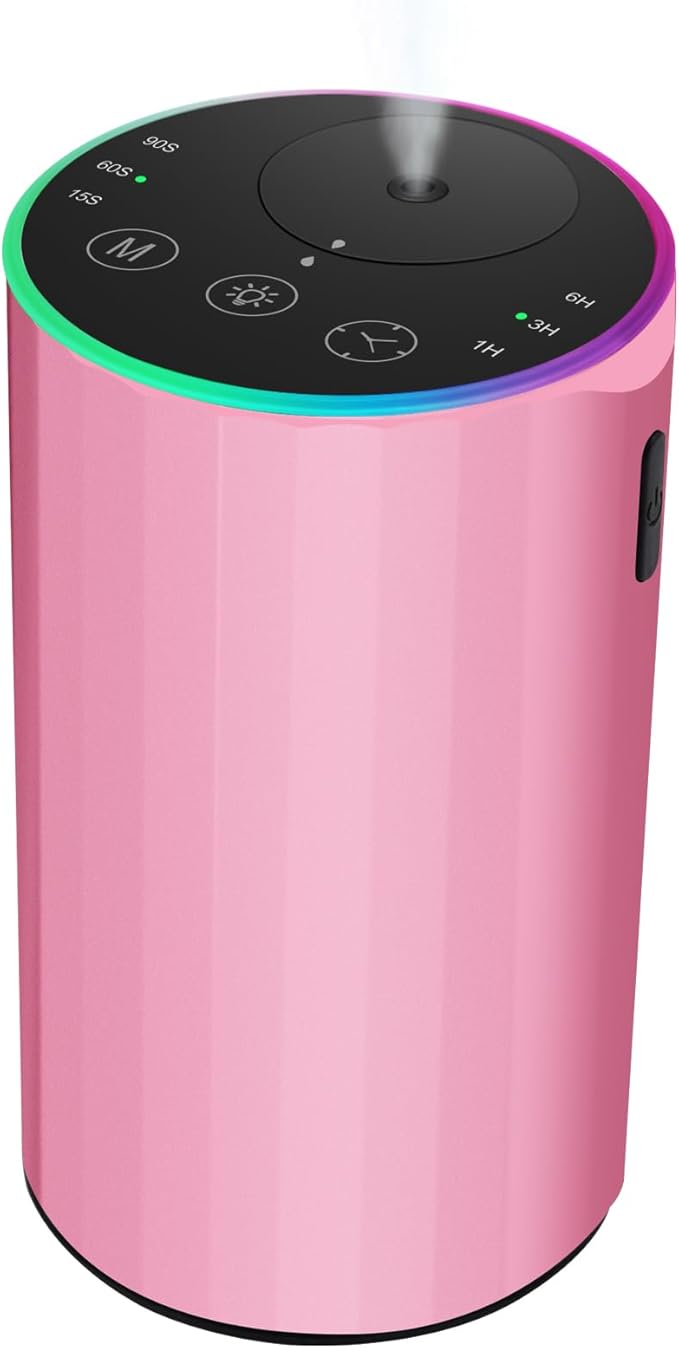 Waterless Essential Oil Diffuser, Battery Powered Mini Scent Air Machine, Aromatherapy Mist Diffuser for Home Room Car Office (Pink) - Bloomnest