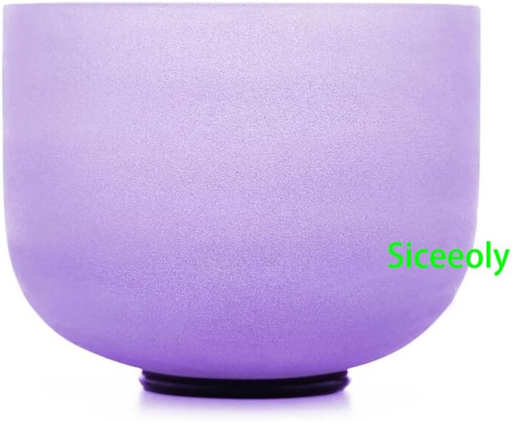 8" A Note 432HZ Light Purple Color Crystal Singing Bowl Frosted Quartz Root Base Chakra Meditation Sound Healing with Durable Carrying Case Suede Striker O-ring