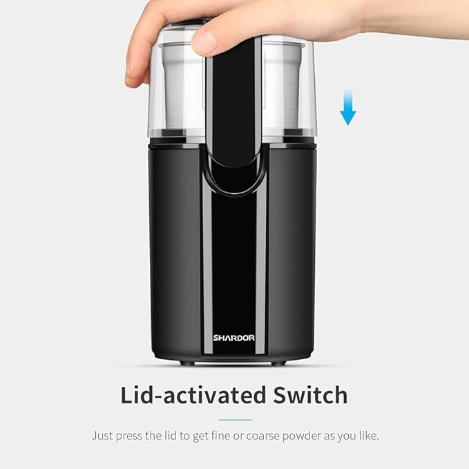SHARDOR Coffee Grinder Electric, Coffee Bean Electric, Herb, Nut Grain Grinder with 1 Removable Stainless Steel Bowl, Black - Bloomnest