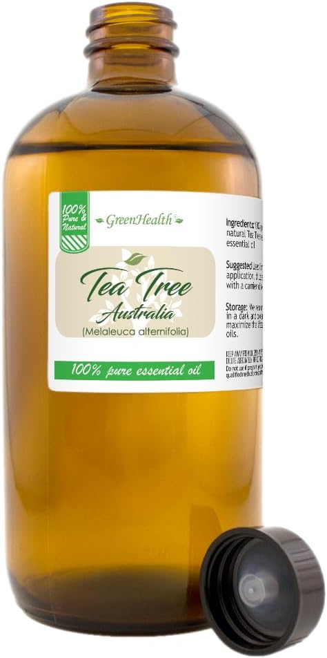 Tea Tree (Australia) Essential Oil - 16 fl oz (473 ml) Amber Glass Bottle w/Cap - 100% Pure Essential Oil - GreenHealth - Bloomnest