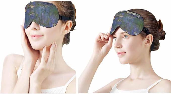 Lilies Sleep Eye Mask Monet Water Lilies Men Women Sleep Mask with Adjustable Strap Eye Cover Eye Shade for Travel, Nap,Meditation - Bloomnest