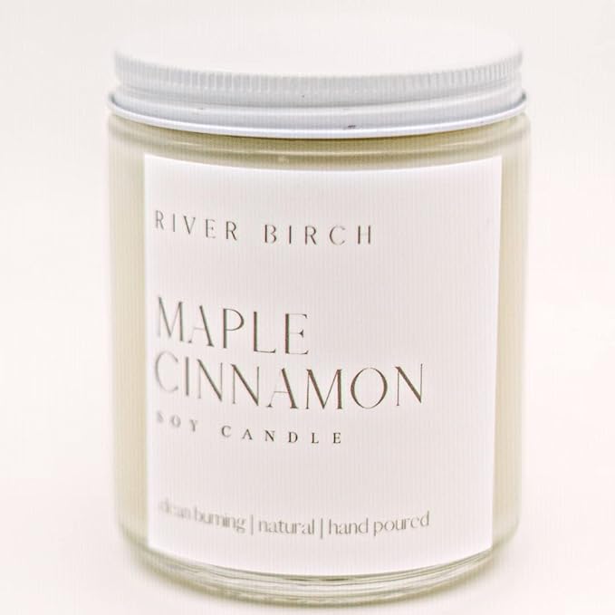 River Birch Candles Maple Cinnamon Scented Candle | Premium, All-Natural, Non-Toxic, Soy Candles | 8.5oz 40 Hr Burn Time | Cozy Relaxing Gifts for Home - Bloomnest