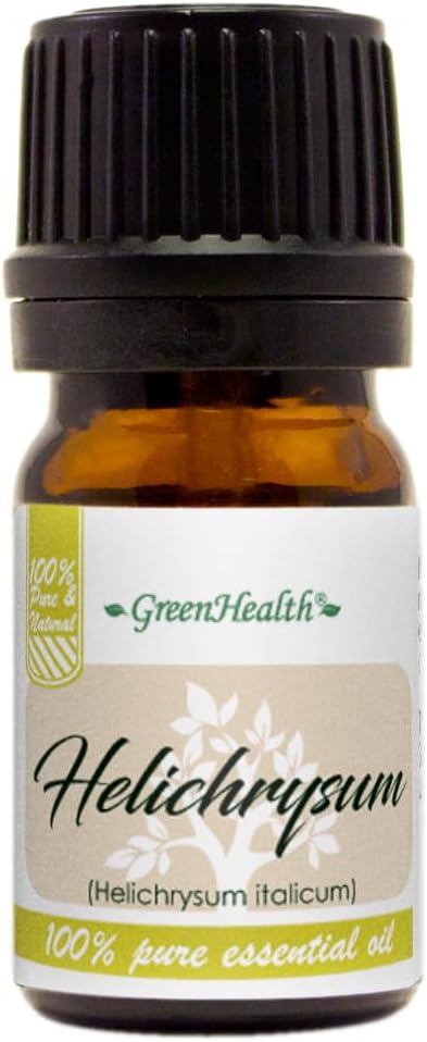 GreenHealth Helichrysum Essential Oil – 5 ml – 100% Pure & Natural – Therapeutic Grade – Amber Glass Bottle with Euro Dropper Greenals