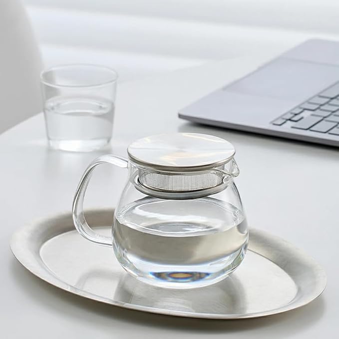IwaiLoft Glass Teapot with Removable Stainless Steel Filter Lid Stovetop & Microwave Safe Borosilicate Glass Kettle for Loose Leaf, Blooming Tea And Coffee Sharing (15OZ) - Bloomnest