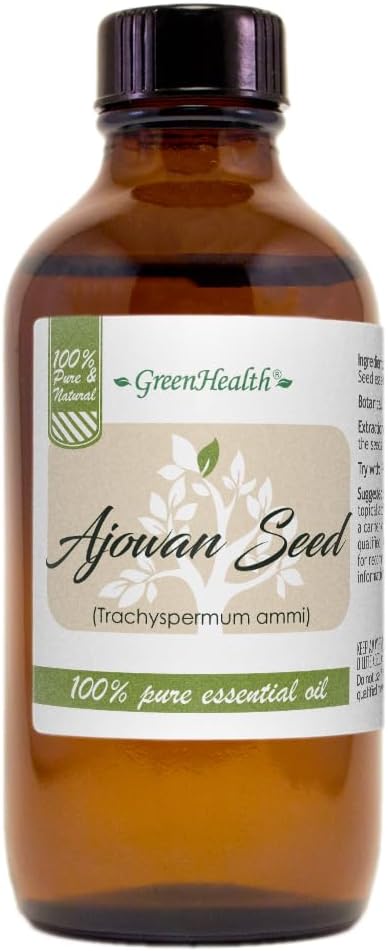 Ajowan Seed Essential Oil - 4 fl oz - Amber Glass Bottle w/Cap - GreenHealth Greenals