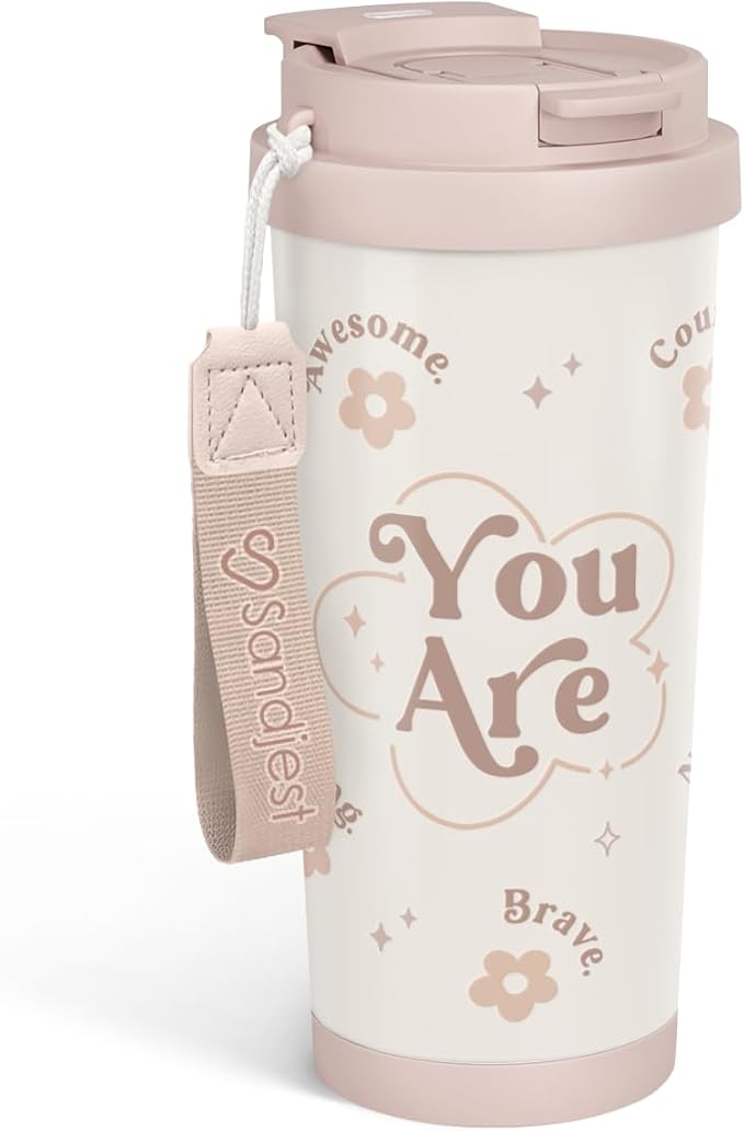Inspiration Tumbler - Stainless Steel 2-in-1 Lid Coffee Tumbler 18 oz, Insulated Travel Mug Gift for Women Teen Mother, Birthday Christmas - Bloomnest
