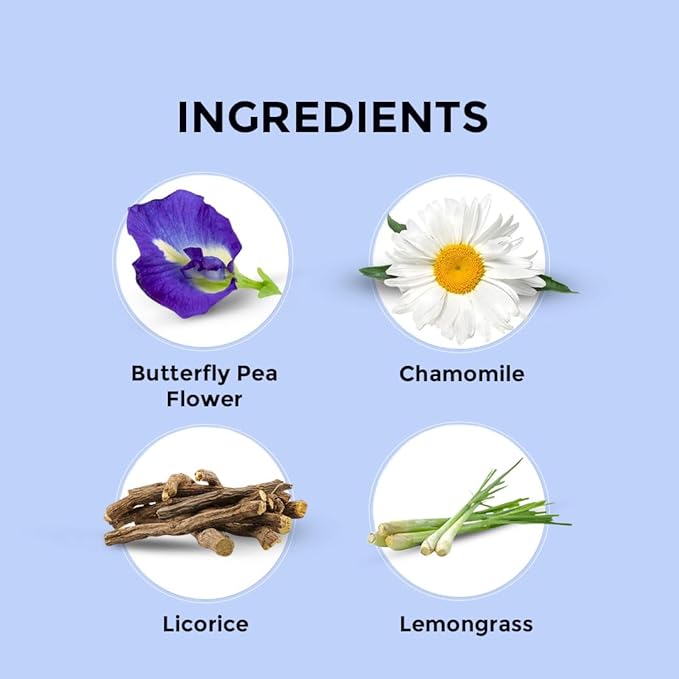 BLUE TEA - Butterfly Pea Flower Tea - Chamomile - 30 Count - Pyramid Plant Based Tea Bag | ANTIOXIDANT RICH | Caffeine Free - Flower Based - Calming Tea - Non-Bitter - Non-GMO | Tin Packaging - Bloomnest