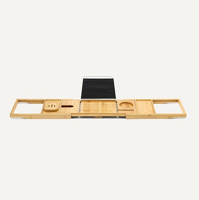 Amazon Basics Expandable Bamboo Bathtub Tray, 43" x 1.3" x 1.3" - Bloomnest