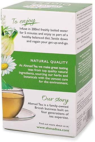 Ahmad Tea Herbal Tea, Sweet Mint, Fennel & Biotin 'Digest' Natural Benefits Teabags, 20 ct (Pack of 2) - Decaffeinated & Sugar-Free - Bloomnest