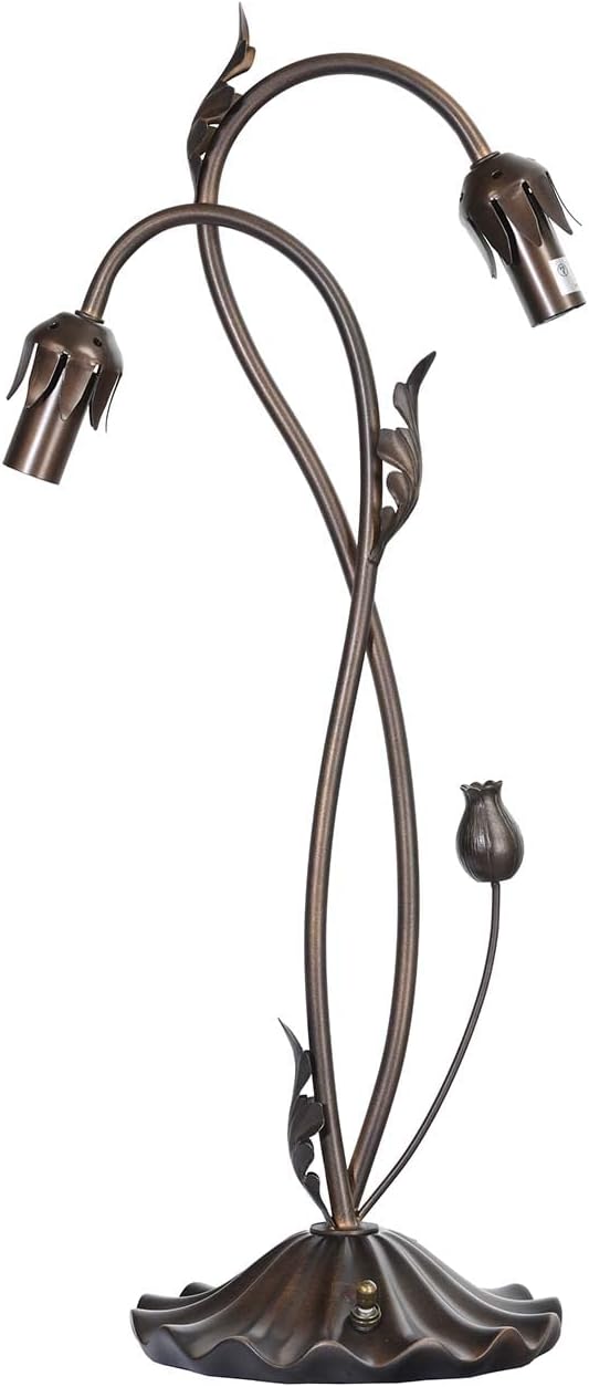 Bieye L10847 Lily Flower Blown Glass Accent Table Lamp for Living Room Bedroom Decoration (2-Light, Pink) - Bloomnest