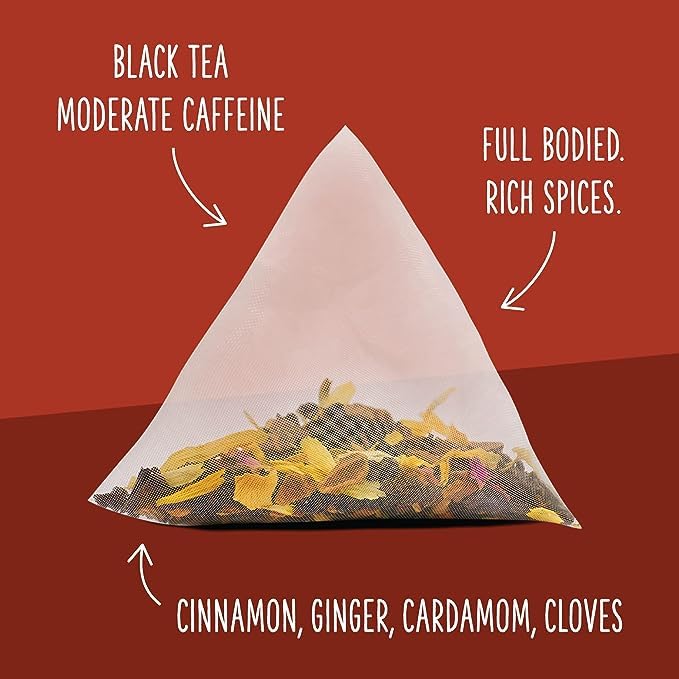 Two Leaves and a Bud Organic Mountain High Chai Tea Bags, Whole Leaf Black Tea and Spices in Compostable Sachets, 15 Count (Pack of 6) - Bloomnest