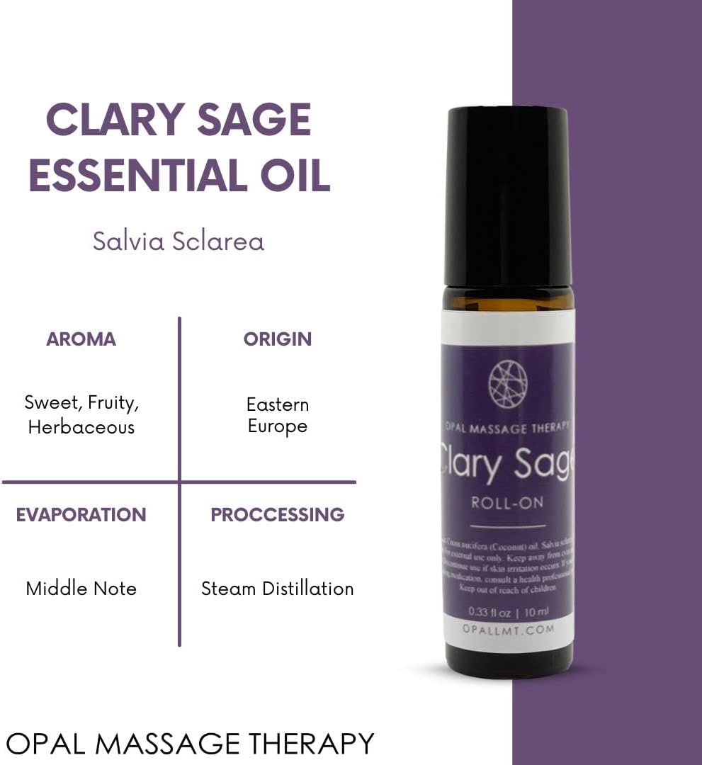 Premium Essential Oil Roll On Opal Massage Therapy (Clary Sage)
