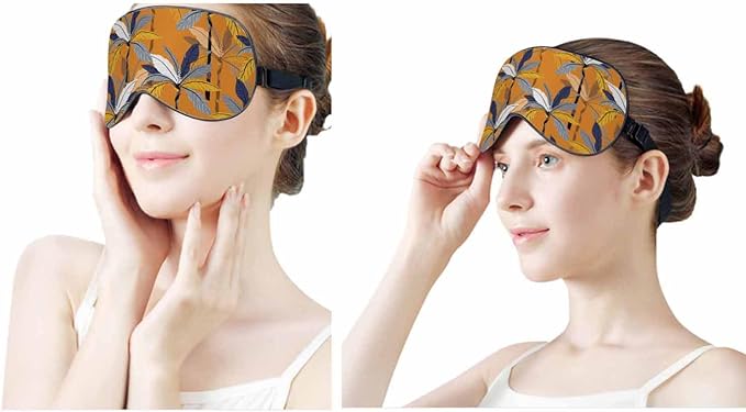 Colorful Palm Leaves Sleep Eye Mask Bright Tropical Jungle Trees Floral Vintage Orange Men Women Sleep Mask with Adjustable Strap Eye Cover Eye Shade for Travel, Nap,Meditation - Bloomnest