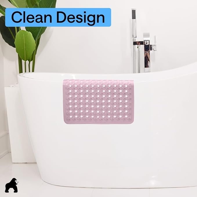 GORILLA GRIP Patented Square Shower Stall Mat, Small Bathtub Floor Mats for Stand Up Showers, Suction Cups and Drainage Holes, Machine Wash, Soft on Feet, Bathroom Accessories 21x21 Inch, Light Pink - Bloomnest