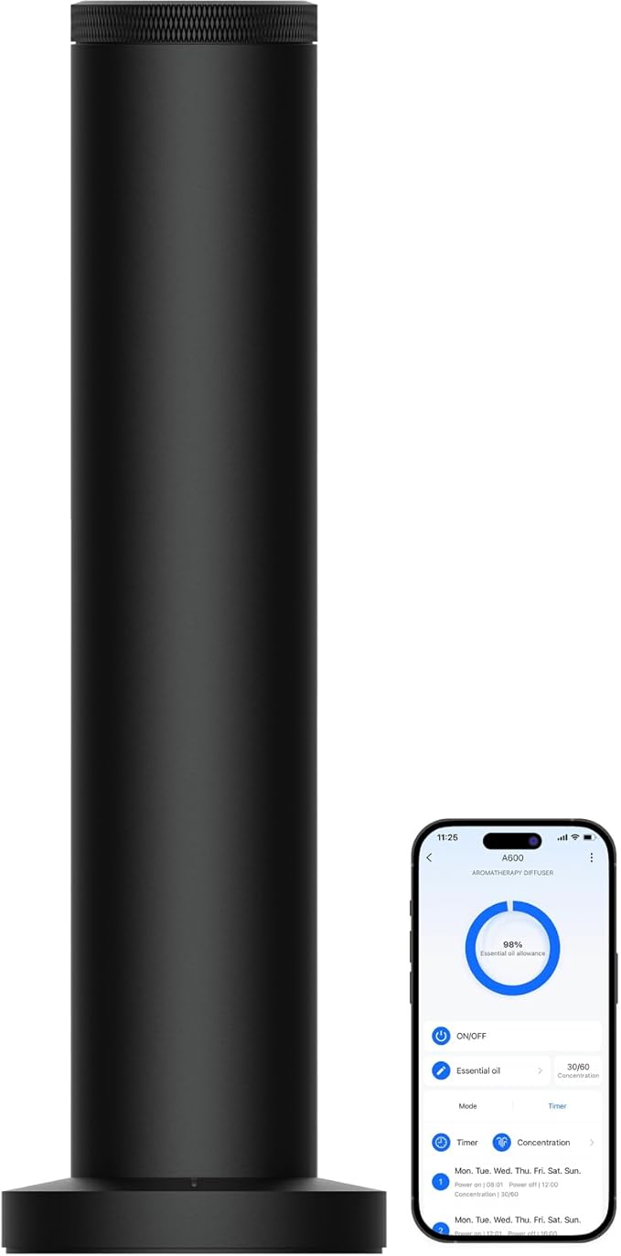 Hotel Scent Diffuser Machine -Cordless Rechargeable Diffuser for Whole House- Scent Air Machine for Home -App Bluetooth Control - Waterless Essential Oil Diffuser for Large Room, Studio Office -Black - Bloomnest