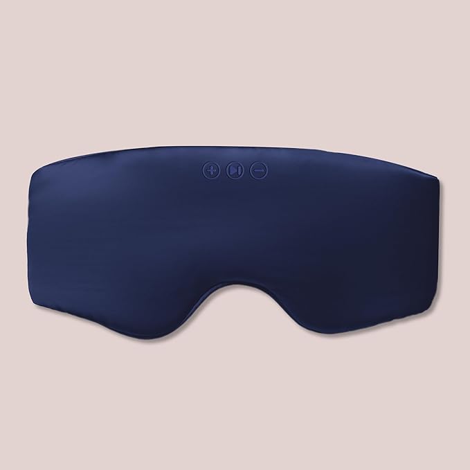 SilkSound 100% Mulberry Silk Bluetooth Sleep Mask for Side Sleepers, Sleeping Eyemask with Bluetooth Headphones, Eye Mask Headphones, Sleep Headphones for Side Sleepers, White Noise Head Phones - Bloomnest