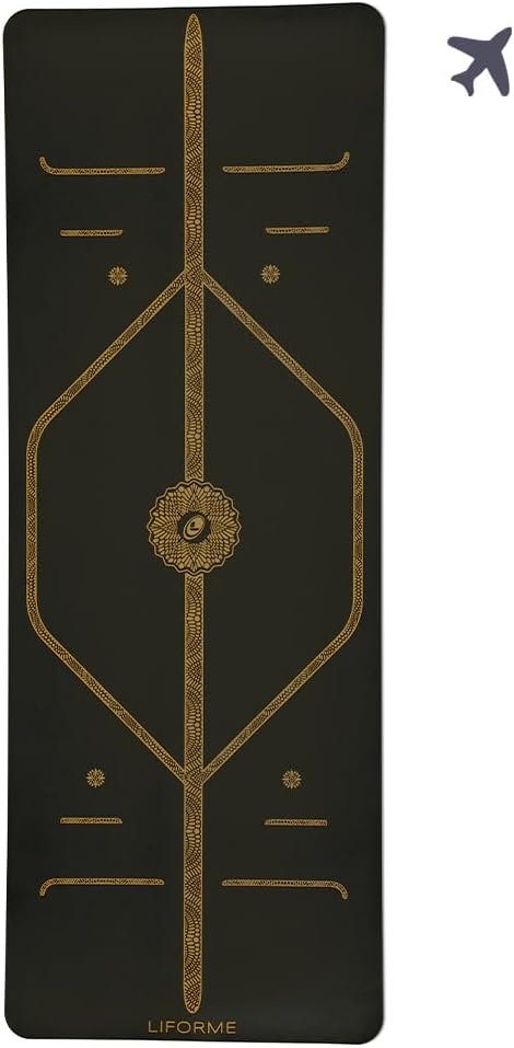 Liforme Travel Yoga mat – Patented Alignment System, Warrior-Like Grip, Non-Slip, Eco-Friendly, Ultra-Lightweight and Sweat Resistant, Made with Natural Rubber