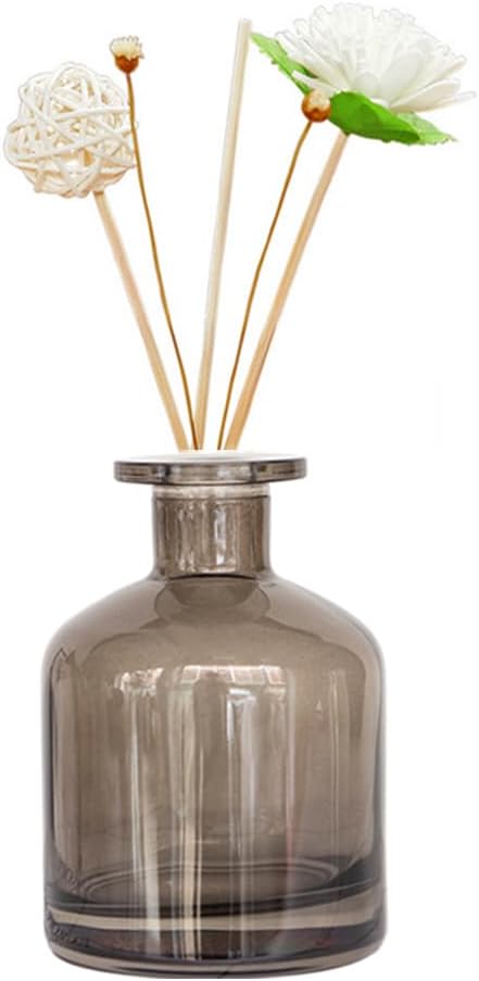 150ML/5OZ Empty Refillable Glass Diffuser Bottles Aromatherapy Jar Essential Oil Perfume Container Fragrance Accessories DIY Crafts Decor for Home and Office(Amber)