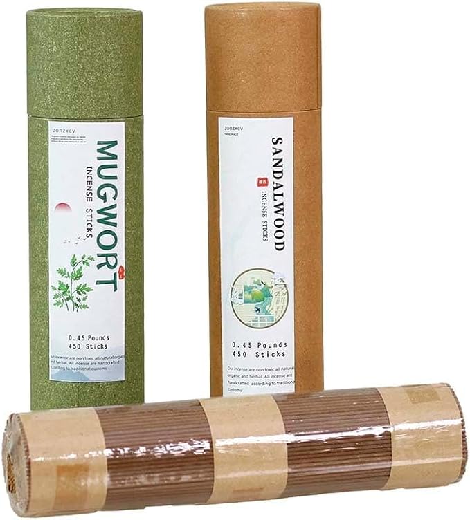 Sandalwood Incense Sticks Pure Moxa for Aromatherapy and Energy Clearing Stress Relief (Sandalwood)
