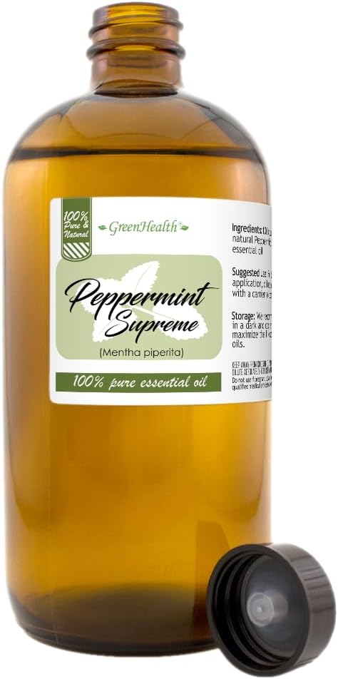 Peppermint Essential Oil (Mentha Piperita) – 16 fl oz (473 ml) Amber Glass Bottle – 100% Pure & Natural Therapeutic Grade Essential Oil by GreenHealth - Bloomnest