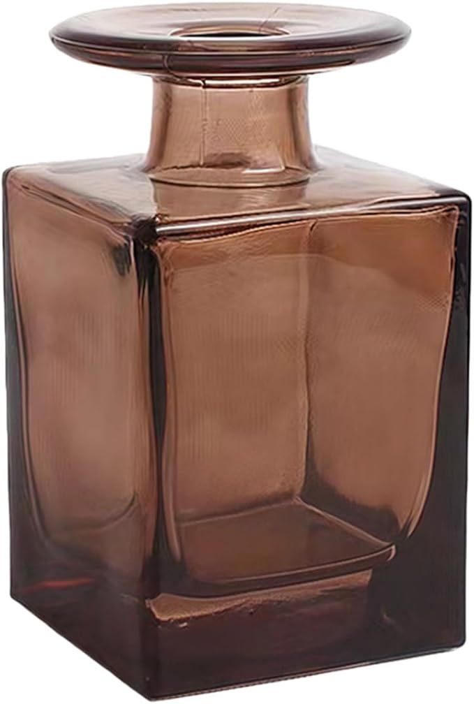 erioctry 150ml/5oz Square Amber Glass Diffuser Bottle Empty Refillable Aromatherapy Essential Oil Container for Home Office Decor Bloomnest