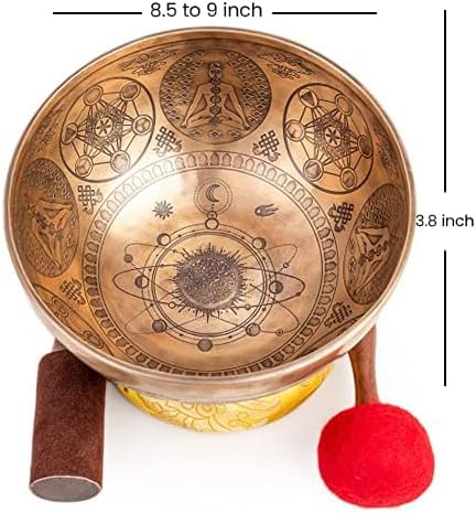 Large Tibetan Singing Bowl Set - 9" Master Healing Grade For Sound Bath Chakra 7 Metal Meditation Yoga By Himalayan Bazaar - Bloomnest