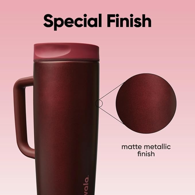 Owala SmoothSip Slider Stainless Steel Insulated Travel Mug with handle, 100% Leak Proof, For Hot and Cold Drinks, Travel Friendly with Sliding Lock Lid, 24 oz, BPA Free, Leak Proof, Black Cherry - Bloomnest