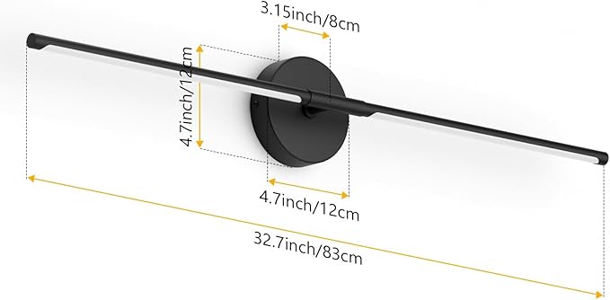 Modern Wall Sconce for Bathroom & Bedroom - 33In Black Vanity Light Fixture - 3000K Warm Light - 360 Rotate Over Mirror - Bloomnest