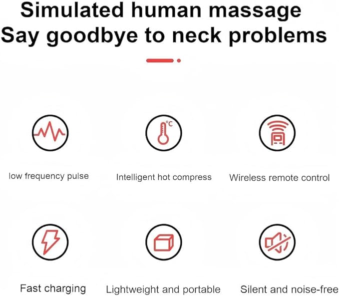 Intelligent Neck Massager 6 Modes 9 Gears TENS Pulse Heating Cervical Massager (Blue) Bloomnest