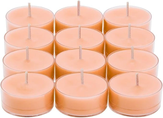 PartyLite Set of 12 Tea Lights Candles, Sweet Peach and Orange Zest Scent, Aromatherapy Scented Candles Gift Set, Up to 4 to 6 Hours Burn Time - Bloomnest