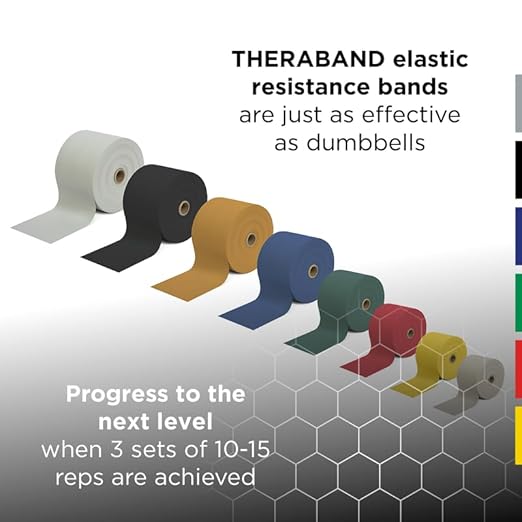 THERABAND Resistance Bands, 6 Yard Roll Professional Latex Elastic Band For Upper & Lower Body, Core Exercise, Physical Therapy, Pilates, Home Workouts, Rehab, Silver, Super Heavy, Level 7 - Bloomnest