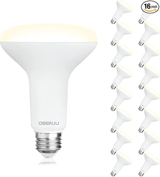 16 Pack BR30 LED Bulb, Dimmable Indoor Flood Lights 7W Equivalent 65W 3000K Warm White, CRI80, 650 LM, E26 Base, 15000 Lifetime Hours, Interior Energy Saving Recessed Light Bulb, Flicker-Free - Bloomnest