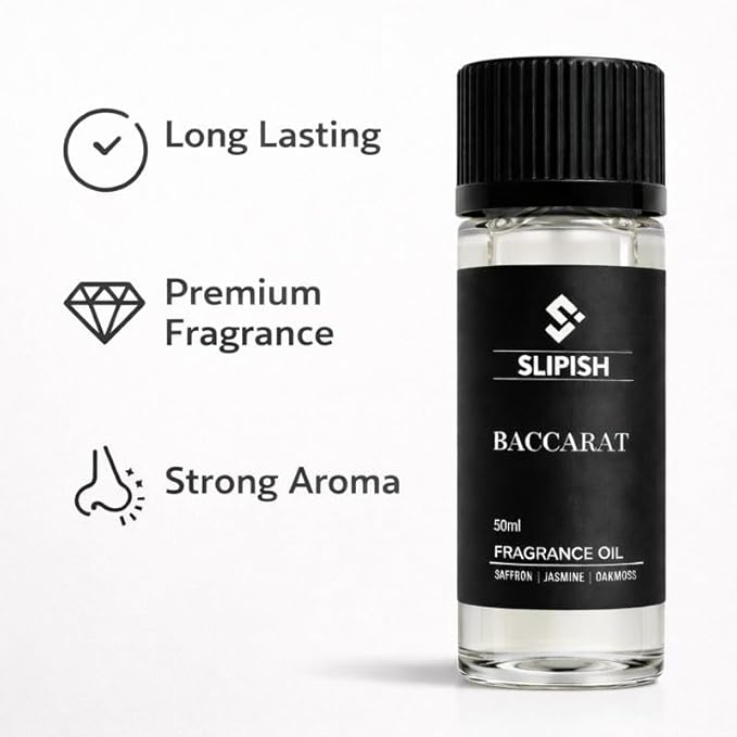 Baccarat Diffuser Oil 50ml – Luxury Fragrance Aroma Oil – Saffron, Jasmine & Oakmoss Blend – Long-Lasting Scent for Home, Office & Aroma Diffusers - Bloomnest