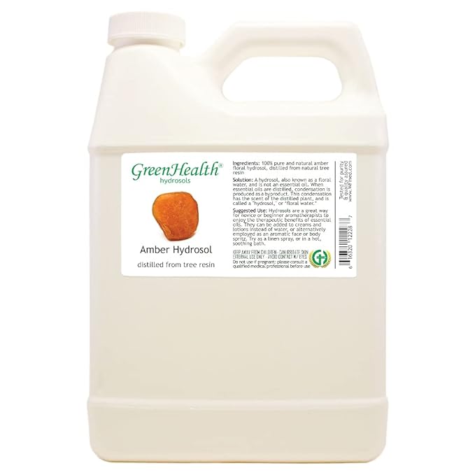 Amber Hydrosol (Floral Water) - 32 fl oz Plastic Jug w/Cap - 100% Pure, Distilled from Natural Tree Resin - Bloomnest