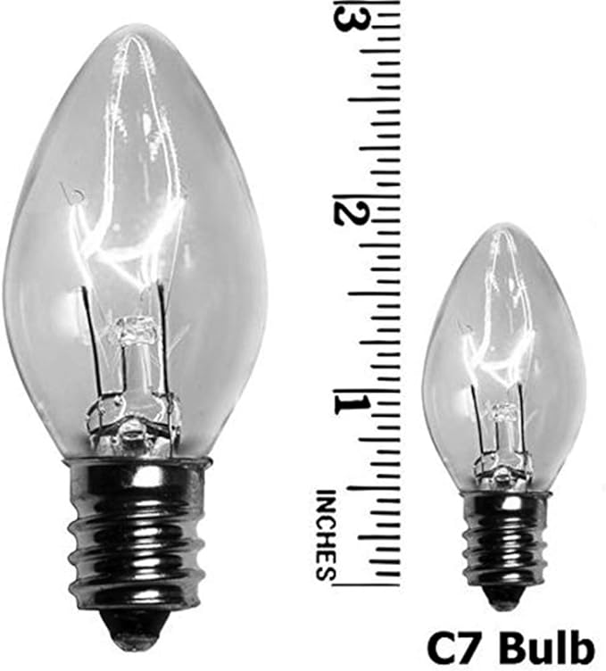 GOOTHY 25 Pack C7 Clear Christmas Light Bulbs, C7 Incandescent Christmas Replacement Lights Bulbs for Outdoor String Lights, C7/E12 Candelabra Base Candles Salt Lamp Bulb, 5 Watt Night Light Bulbs - Bloomnest