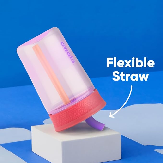 Owala Kids Insulation BPA-Free Plastic Tumbler with Spill Resistant Flexible Straw, Easy to Clean, Kids Water Bottle, Great for Travel, Dishwasher Safe, 15 Oz, Pink and Purple (Lilac Rocket) - Bloomnest