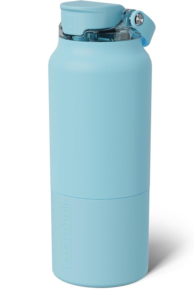 BrüMate Rise 35oz Water Bottle With 100% Leakproof Covered Silicone Straw | Insulated Stainless Steel Water Bottle With Removable Straw | Fast Flow | Soft Sip Silicone Spout | BPA-Free (Glacier) Br%C3%BCMate