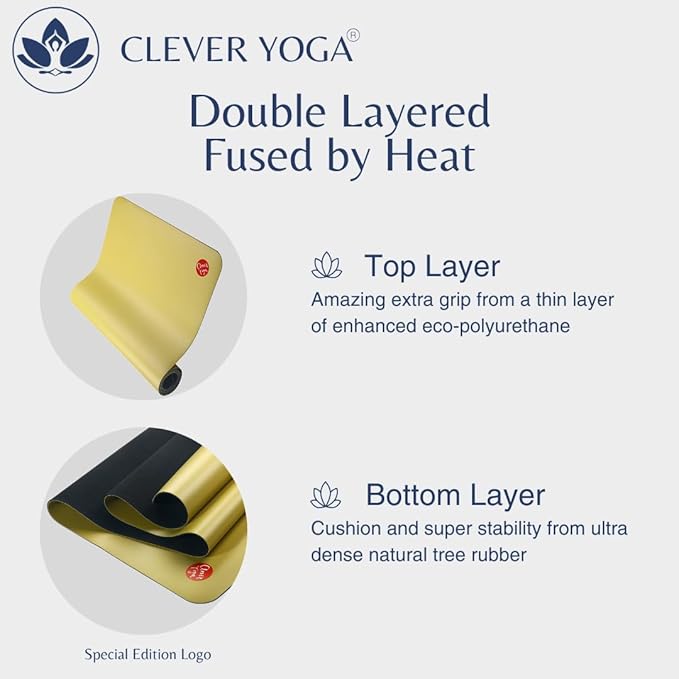 Clever Yoga Liquid Balance Thick Yoga Mat - Pro Exercise Yoga Mat with Non-Slip Surface for Home Gym, Earth-Friendly & Recyclable Pilates and Workout Pad Women & Men, 4.5 mm - Bloomnest